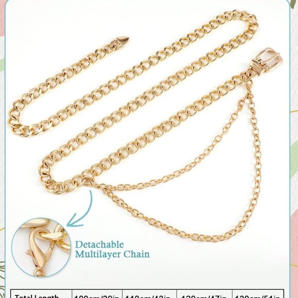 Chain Belt for Women Metal Waist Chain Fashion Multilayer Chain Belts for Dress - Picture 4 of 7